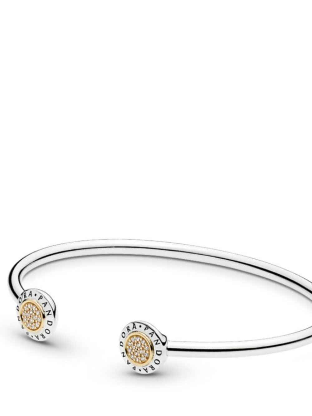 NEW authentic pandora two tone bracelet open bangle bracelet 6.3in - 16cm